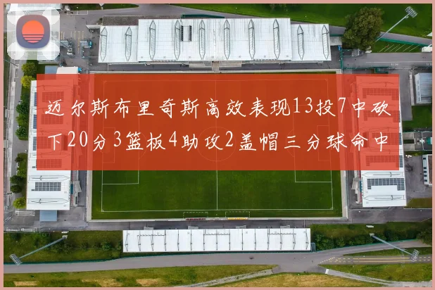 迈尔斯布里奇斯高效表现13投7中砍下20分3篮板4助攻2盖帽三分球命中率出色